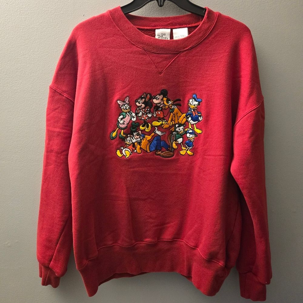 Vintage Disney Store Mickey & Friends Unisex Crewneck Sweatshirt Size M Red